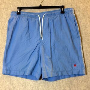 Brooks Brothers 346 Swim Trunks Men’s Medium Light Blue Red Logo Mesh Lined